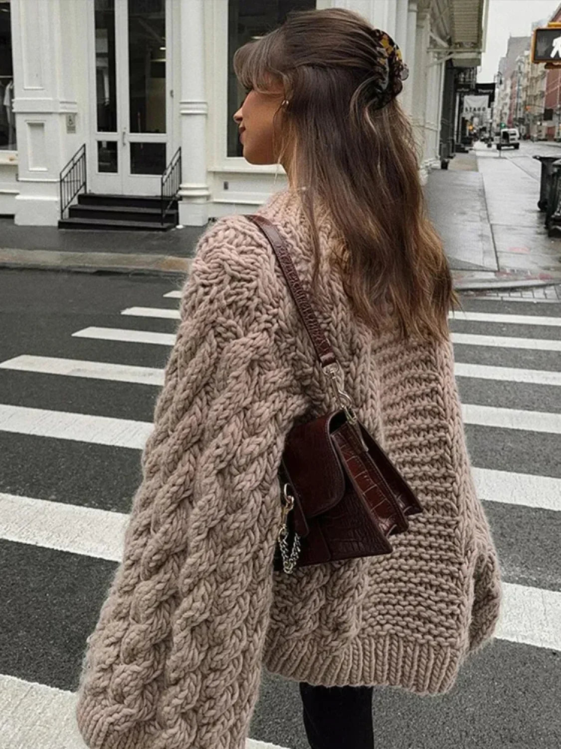 High Neck Wide Long Sleeve Loose Sweater image 1