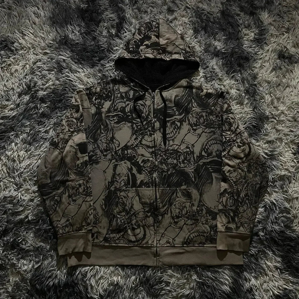 High-Quality Gothic Skull Print Hoodie image 1