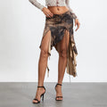 High Split Vintage Print Skirt image 1