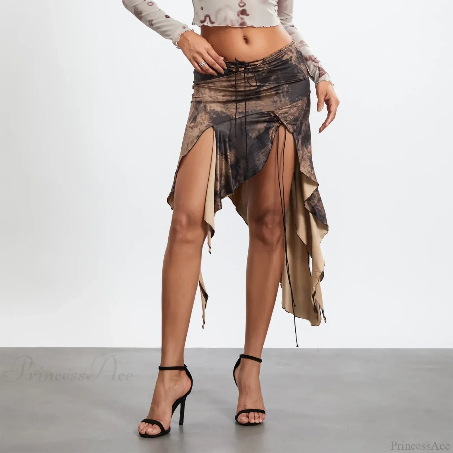 High Split Vintage Print Skirt image 1