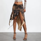 High Split Vintage Print Skirt image 3