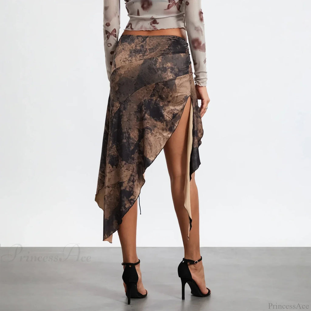 High Split Vintage Print Skirt image 2
