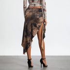 High Split Vintage Print Skirt image 2