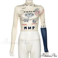 High Street Casual Funny Print Stretch Slim Autumn Crop Top image 7