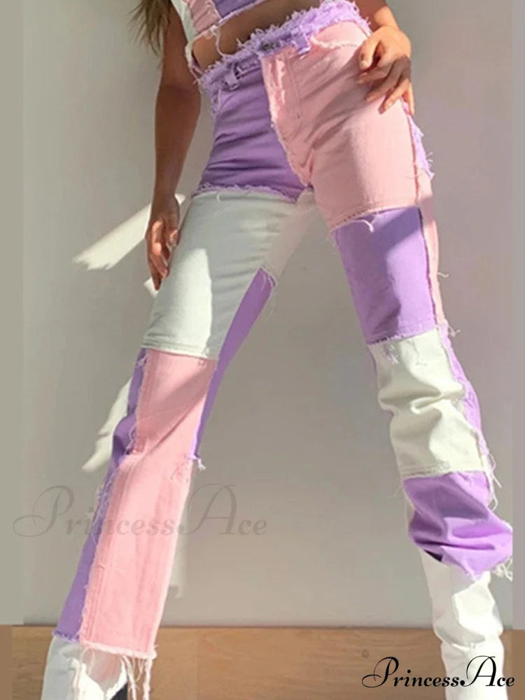 High Street Variegated Patchwork Jeans image 7