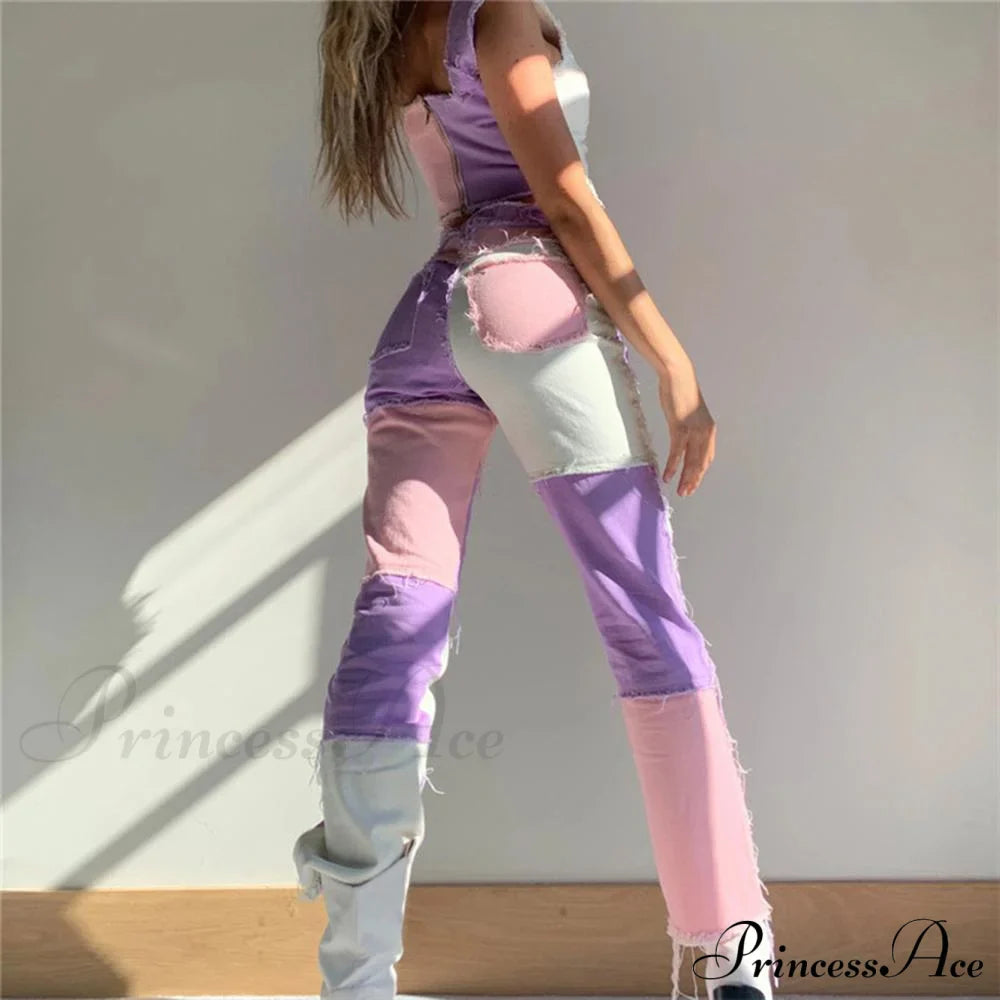 High Street Variegated Patchwork Jeans image 2