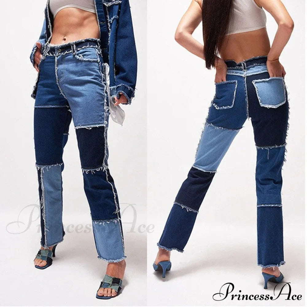 High Street Variegated Patchwork Jeans image 4