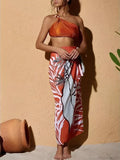 High Waist Bikini Set with One Shoulder & Skirt Three Piece Swimsuit image 1