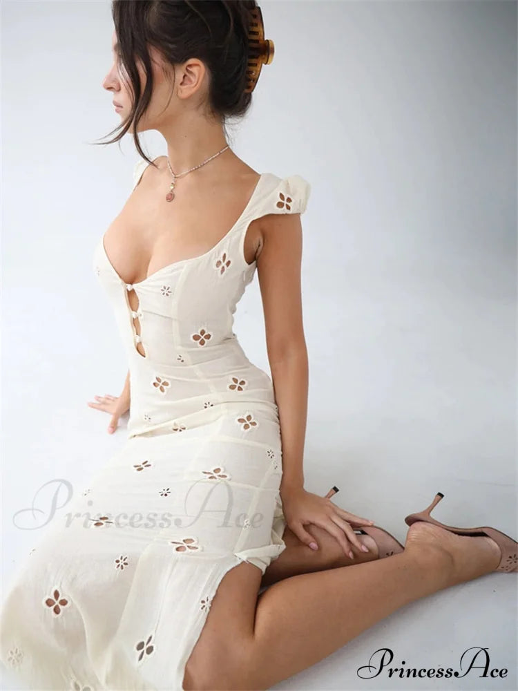 High Waist e Beachwear Bodycon Hollow Out Sundress image 12