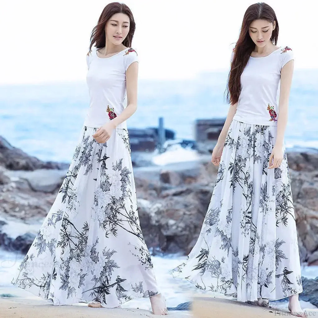 High Waist Elastic Waist Midi Full Long Skirt 2024 image 9