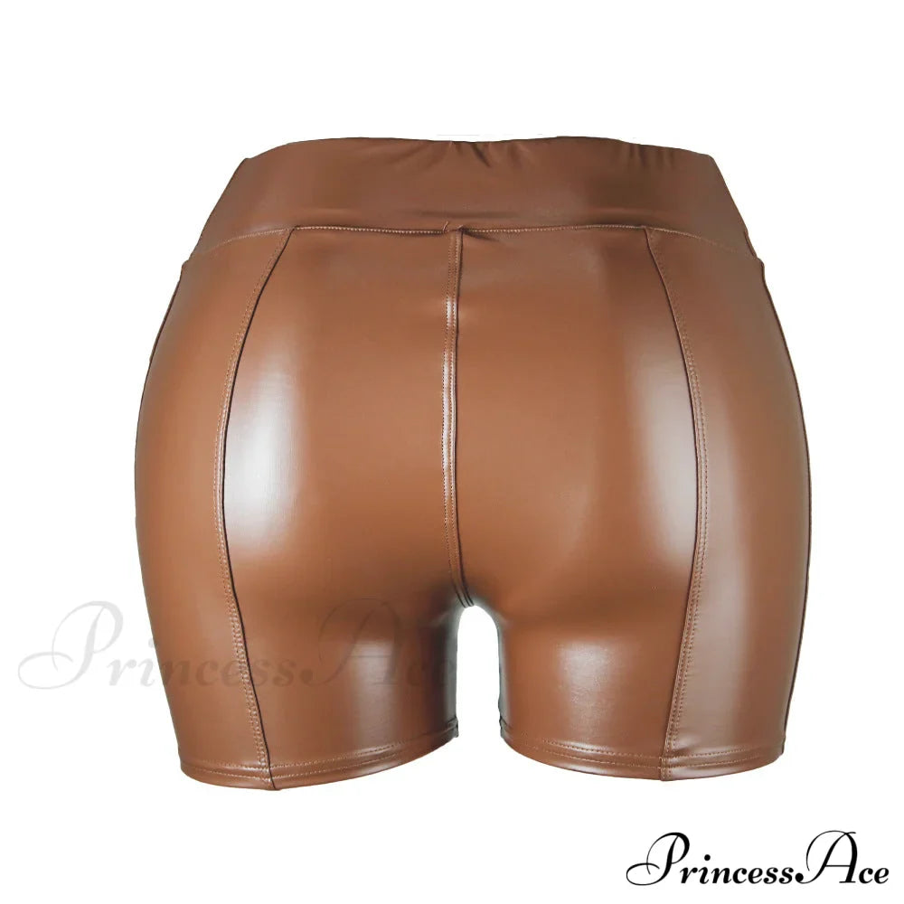 High Waist Faux Leather Shorts image 9