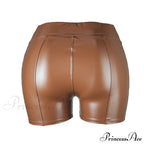 High Waist Faux Leather Shorts image 9
