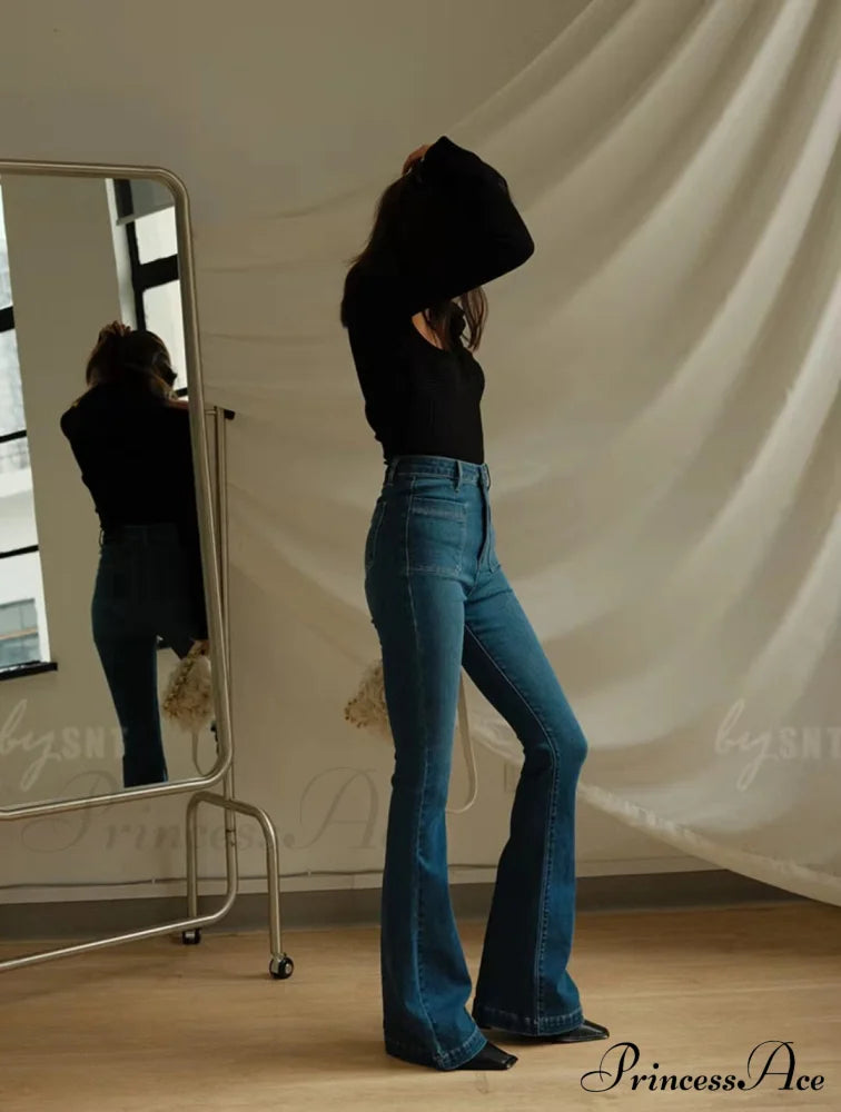 High Waist Flared Skinny Jeans image 4