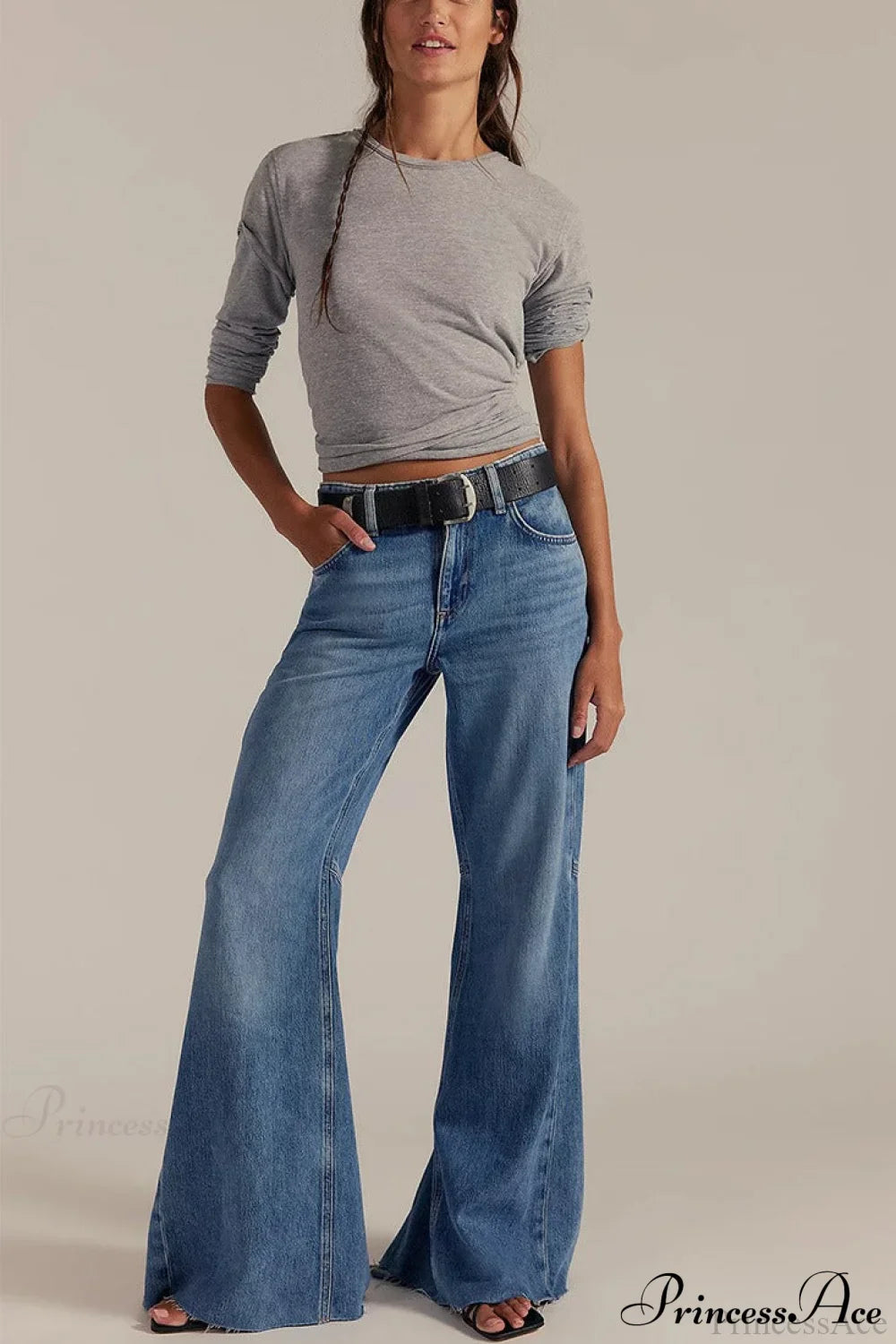 High Waist Floor-Length Wide Flare Elegant Jeans image 1