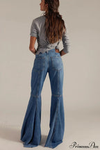 High Waist Floor-Length Wide Flare Elegant Jeans image 3