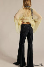 High Waist Floor-Length Wide Flare Elegant Jeans image 7