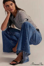 High Waist Floor-Length Wide Flare Elegant Jeans image 4