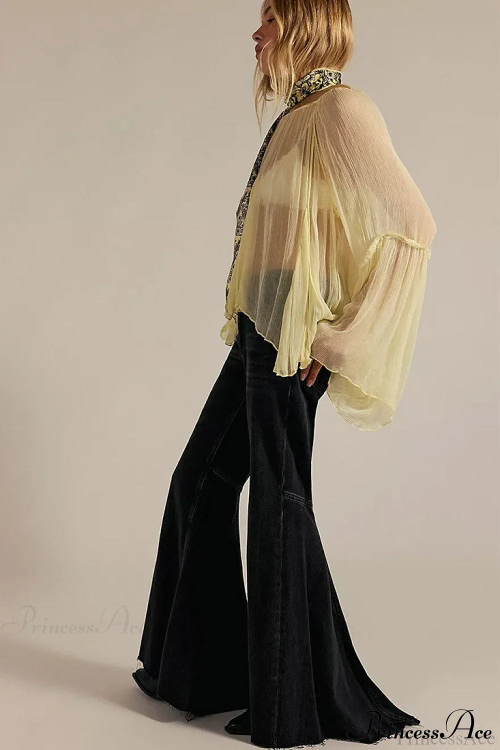 High Waist Floor-Length Wide Flare Elegant Jeans image 6
