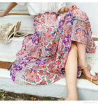 High Waist Floral Beach Skirt Lace Patchwork Chic Cotton Maxi image 4