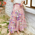 High Waist Floral Beach Skirt Lace Patchwork Chic Cotton Maxi image 1