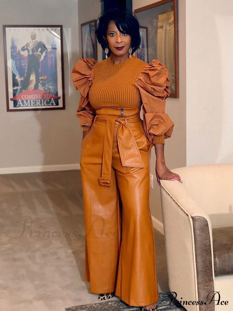 High-Waisted Slim Leather Pant image 3