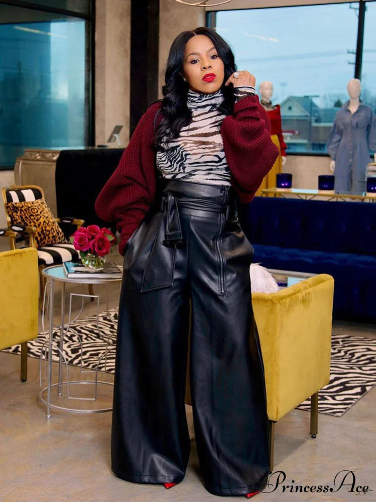 High-Waisted Slim Leather Pant image 2
