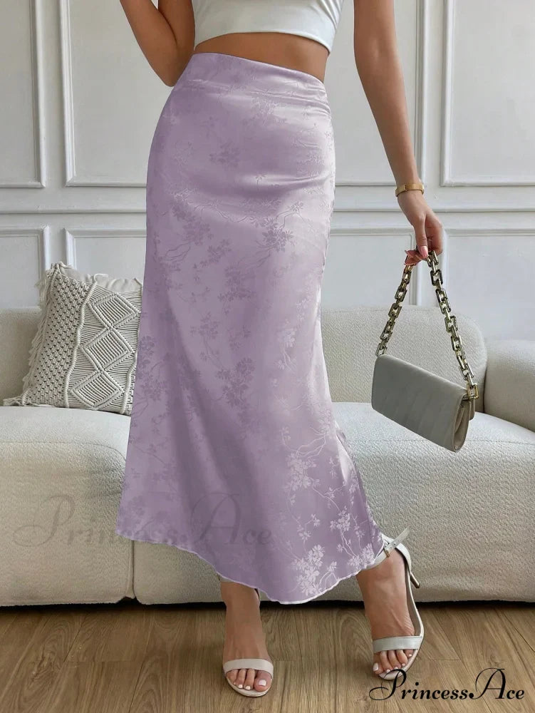 High Waist Jacquard Satin A-line Skirt image 10
