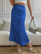 High Waist Jacquard Satin A-line Skirt image 9