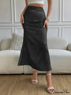 High Waist Jacquard Satin A-line Skirt image 6