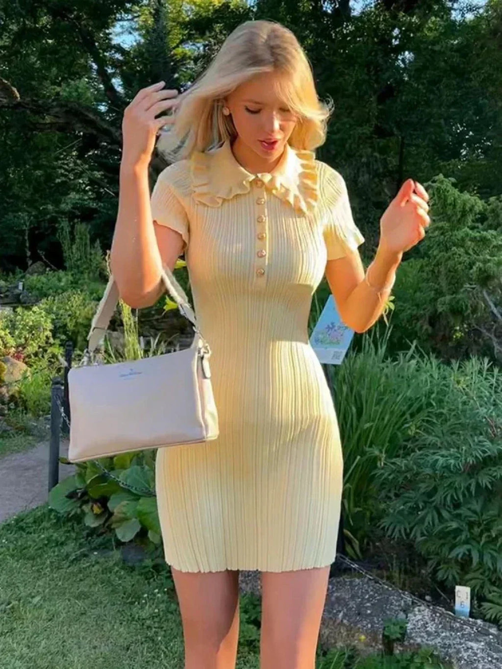 High-Waist Knitted Vintage Mini Dress image 1