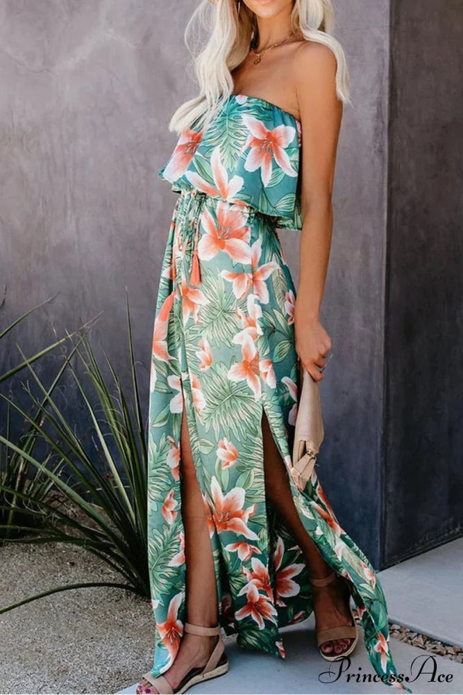 High Waist Off-shoulder Trendy Lace Maxi Dress image 3