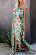 High Waist Off-shoulder Trendy Lace Maxi Dress image 3