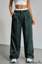 High Waist Patchwork Drapey Straight Leg Pants image 10