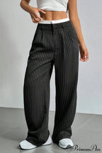 High Waist Patchwork Drapey Straight Leg Pants image 7