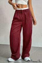High Waist Patchwork Drapey Straight Leg Pants image 5