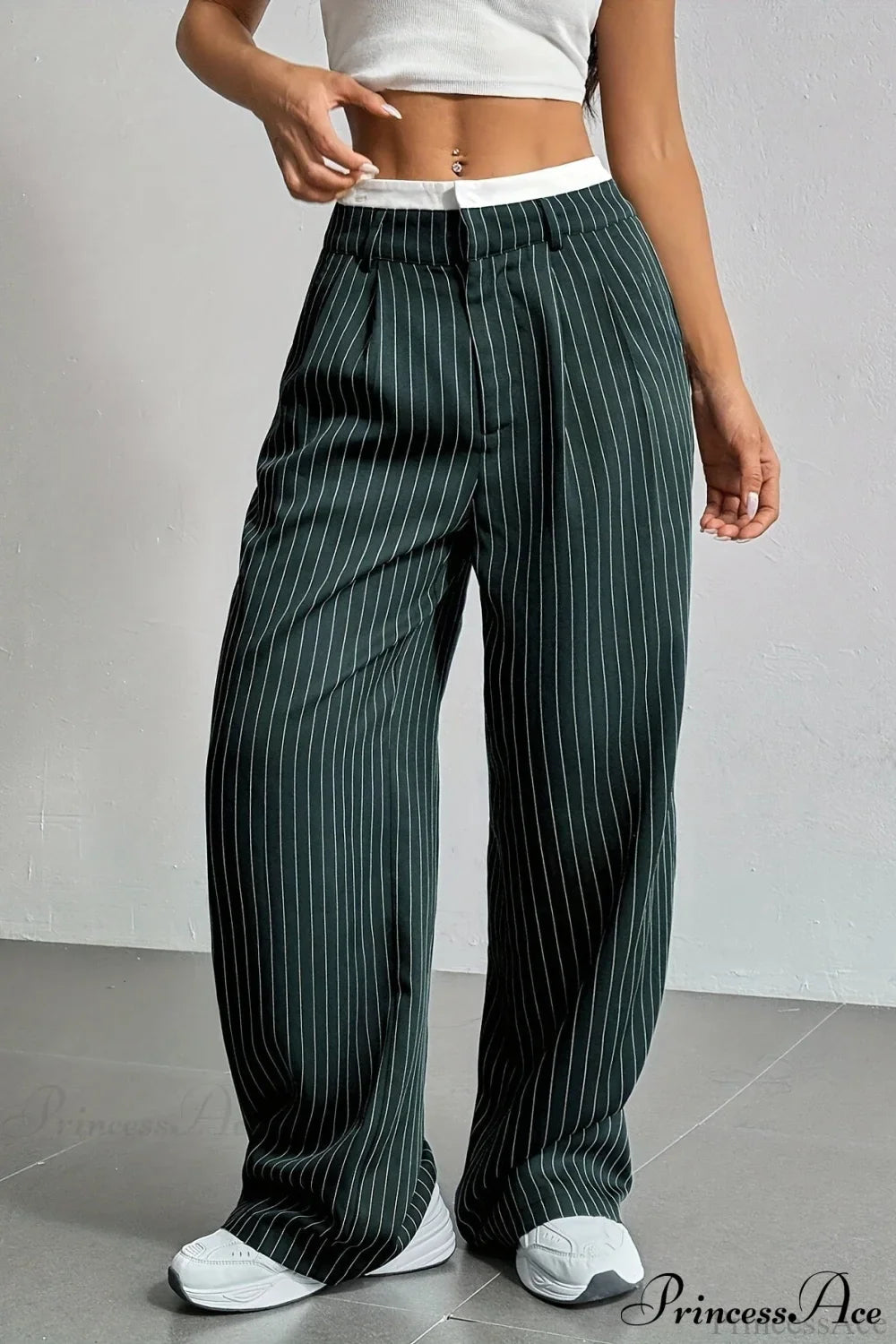 High Waist Patchwork Drapey Straight Leg Pants image 9