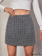 High Waist Plaid Tweed Skirt image 6