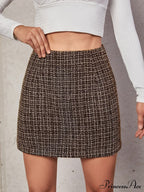 High Waist Plaid Tweed Skirt image 1