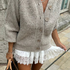 High Waist Pleated Lace Skirt image 3