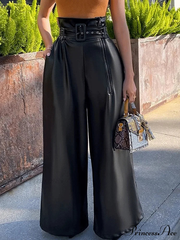 High Waist Pocket Trendy Straight Leg Pants image 4