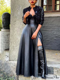 High Waist Seamed Trim Vegan Mini Skirt image 1