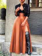 High Waist Seamed Trim Vegan Mini Skirt image 4