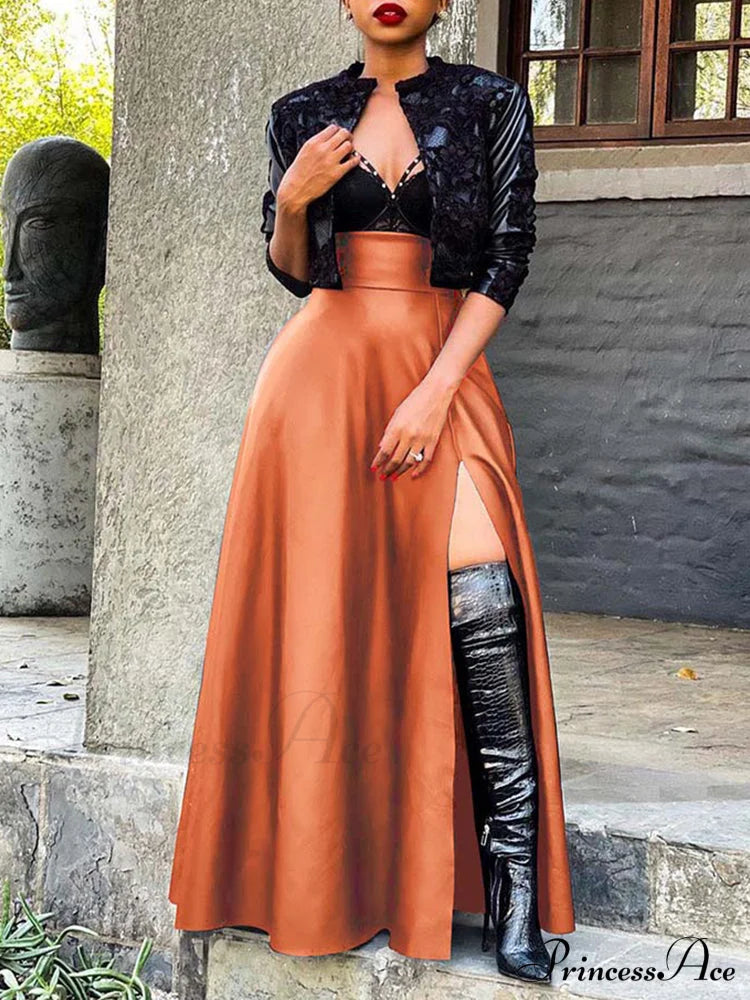 High Waist Seamed Trim Vegan Mini Skirt image 4