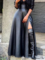 High Waist Seamed Trim Vegan Mini Skirt image 3