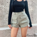 High Waist Slim Curved Split Design Short image 2