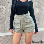 High Waist Slim Curved Split Design Short image 2
