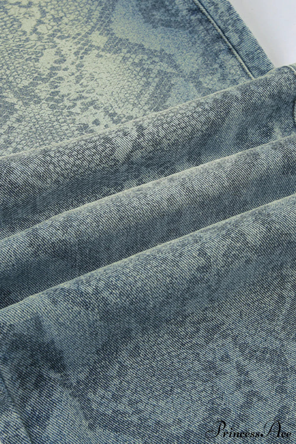 High Waist Snake Print Washed Straight Jeans image 4