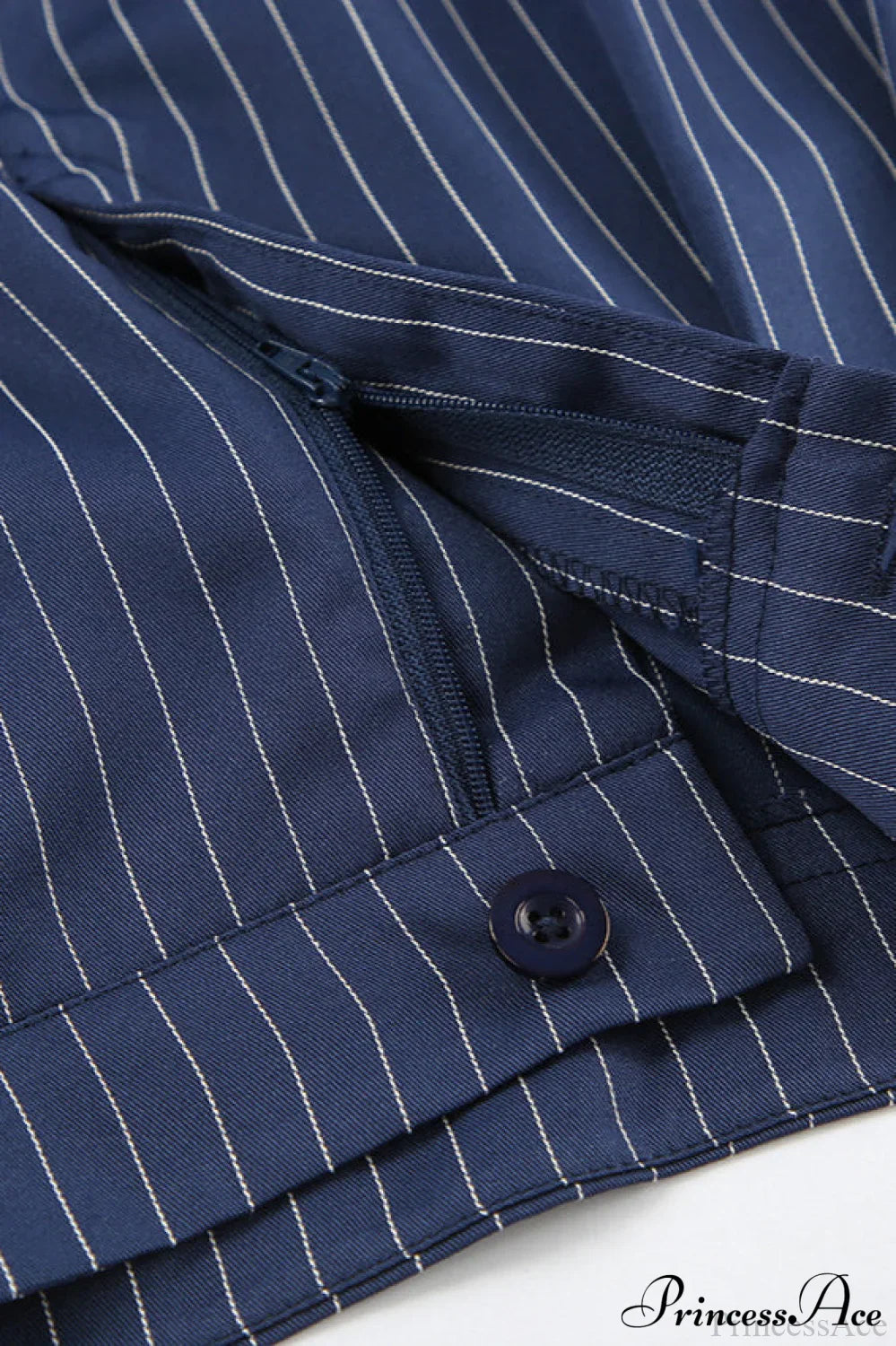 High Waist Straight Wide Leg Navy Stripe Pants image 5