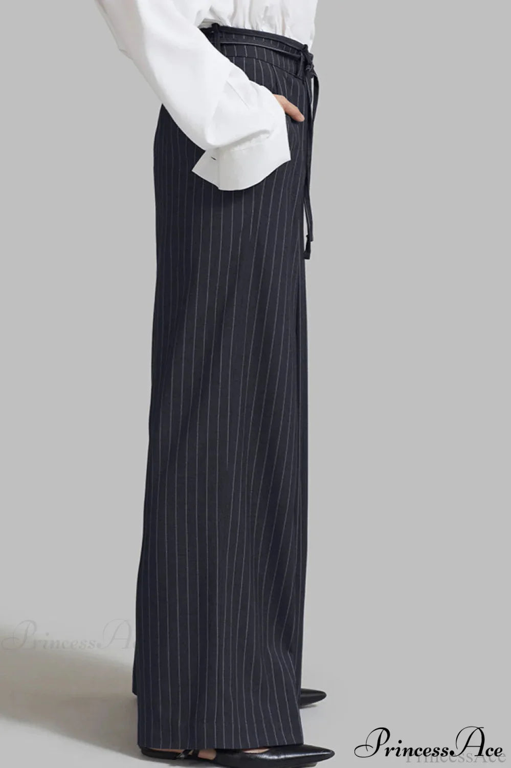 High Waist Striped Wide Leg Tailored Pants image 3