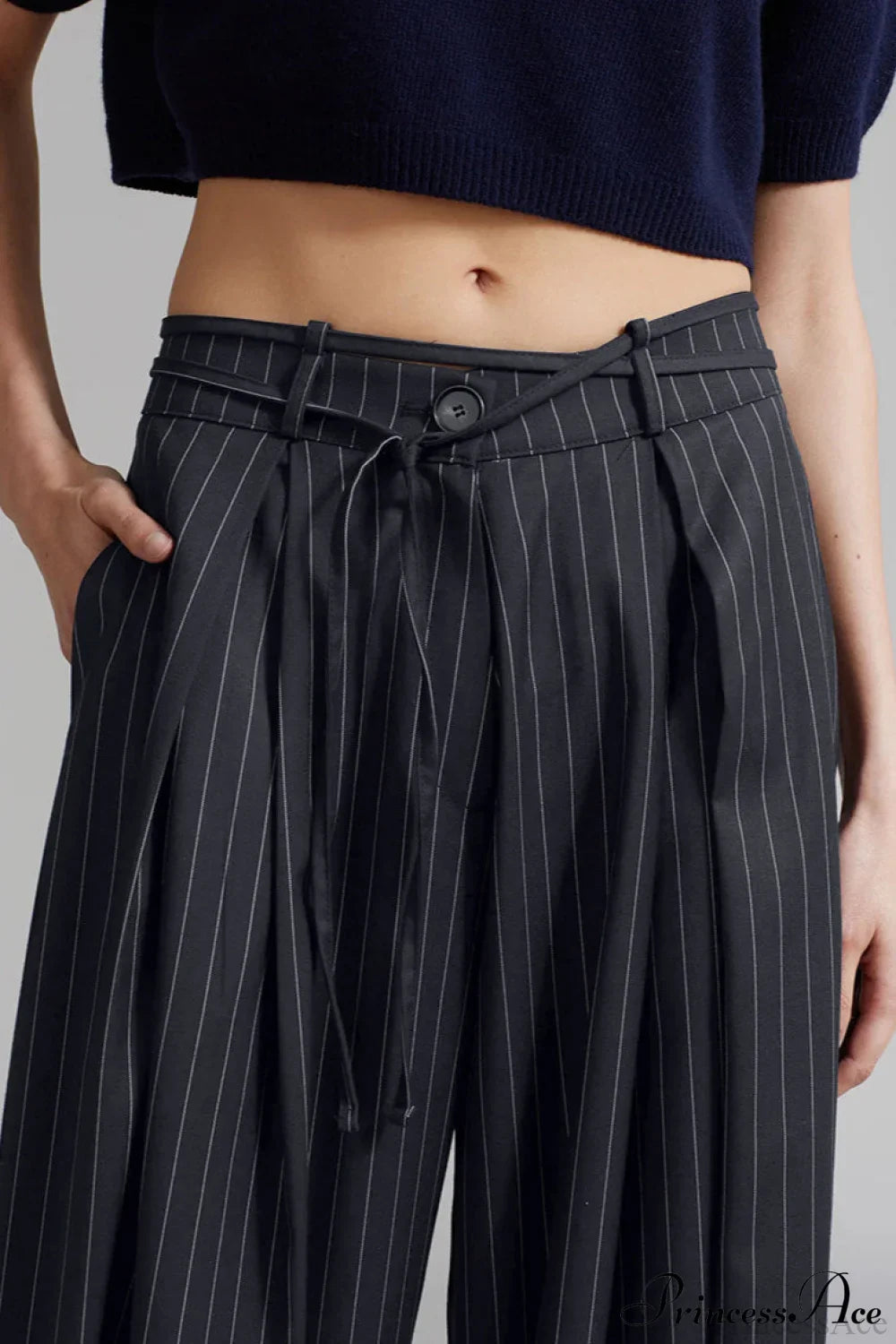 High Waist Striped Wide Leg Tailored Pants image 4